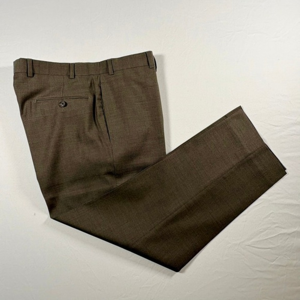 Brooks Brothers 346 Fitzgerald Fit Brown Wool Dress Pants 35x32 Mens Trousers